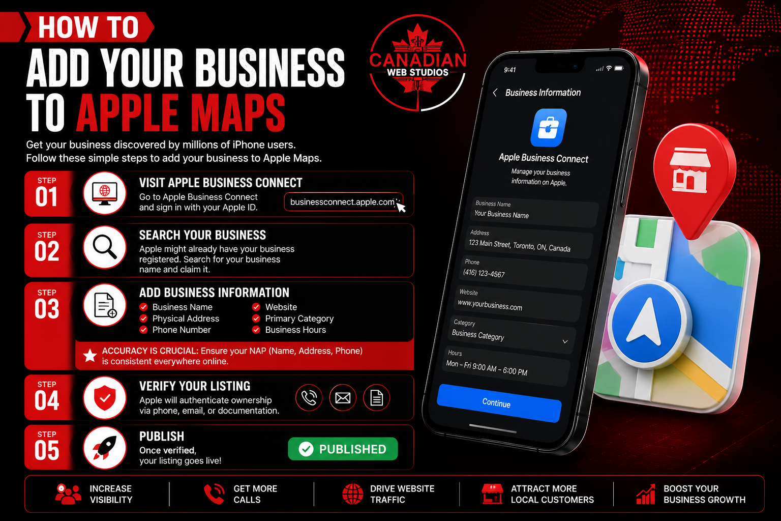 add your business to Apple Maps using Apple Business Connect.